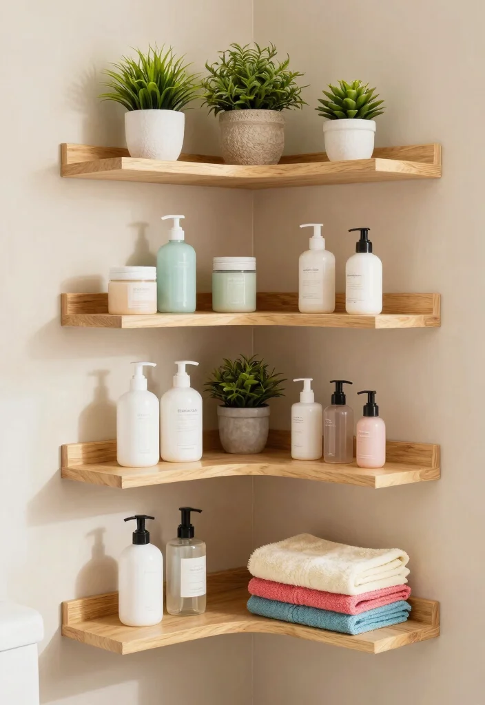 12 Bathroom Standing Shelf Ideas That Don't Tip Over on Tile - 4. Corner Shelves 1