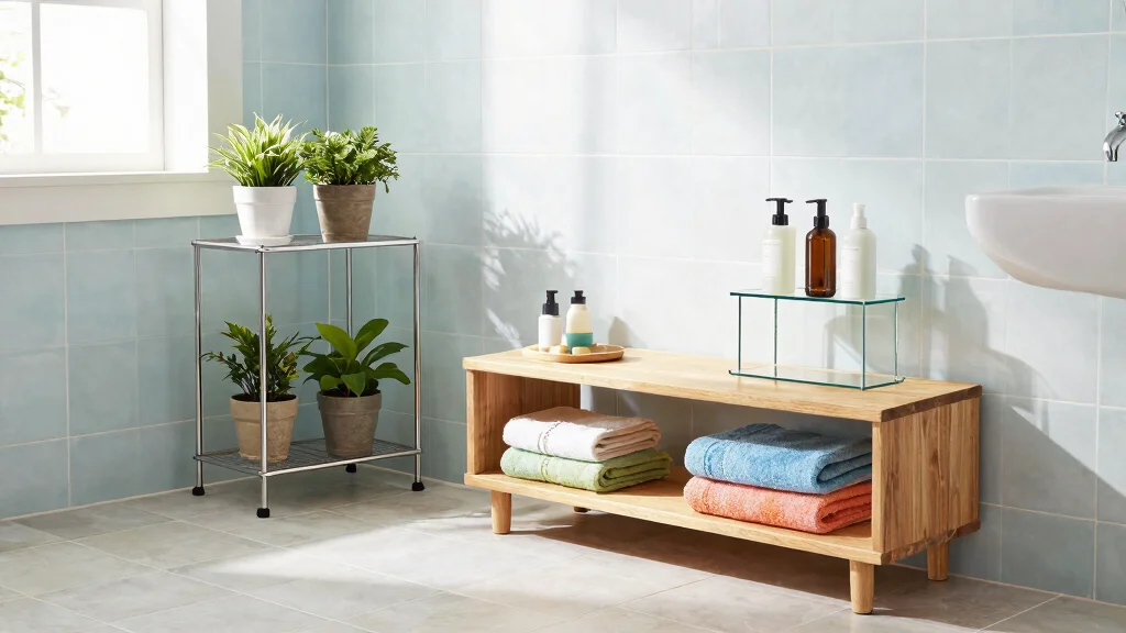 12 Bathroom Standing Shelf Ideas That Don't Tip Over on Tile