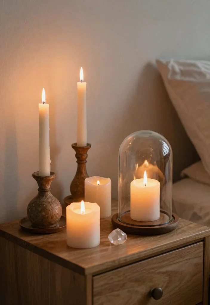 12 Boho Nightstand Decor Ideas That Don't Tip Over or Collect Dust - 5. Candles for Relaxing Ambiance 1
