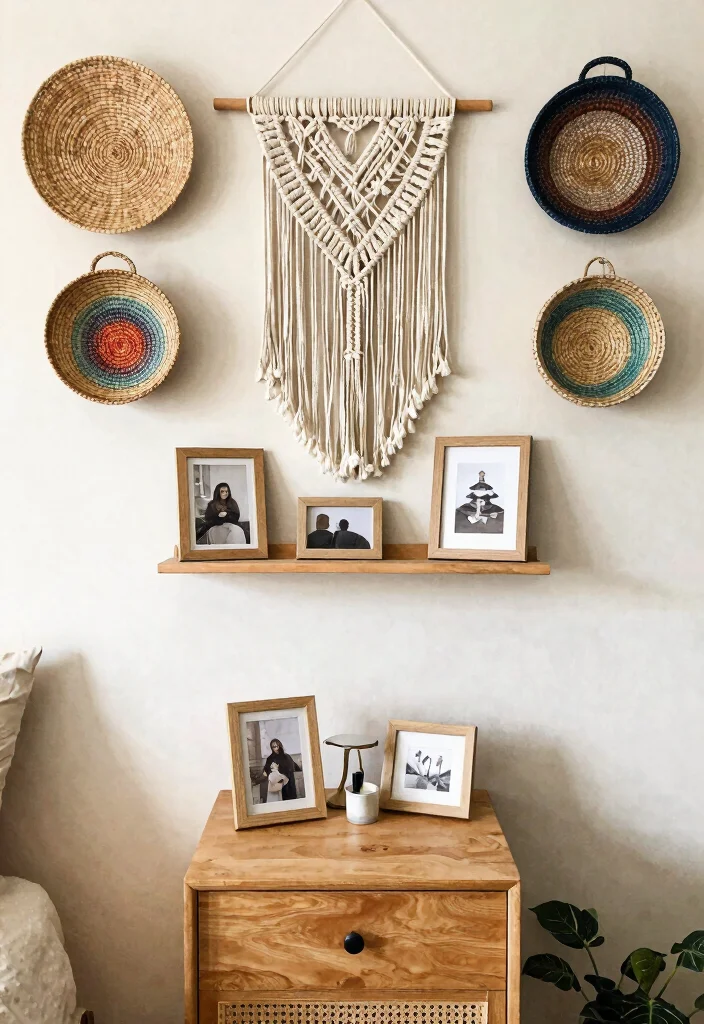 12 Boho Nightstand Decor Ideas That Don't Tip Over or Collect Dust - 6. Whimsical Wall Art Displays 1