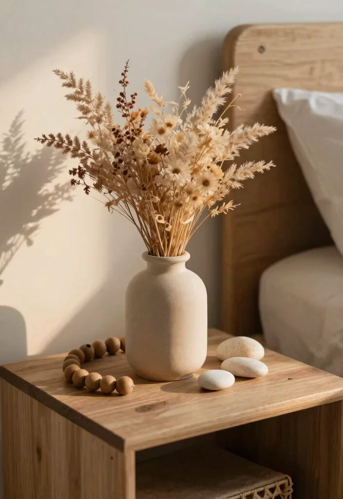 12 Boho Nightstand Decor Ideas That Don't Tip Over or Collect Dust - 7. Dried Flowers for Lasting Beauty 1