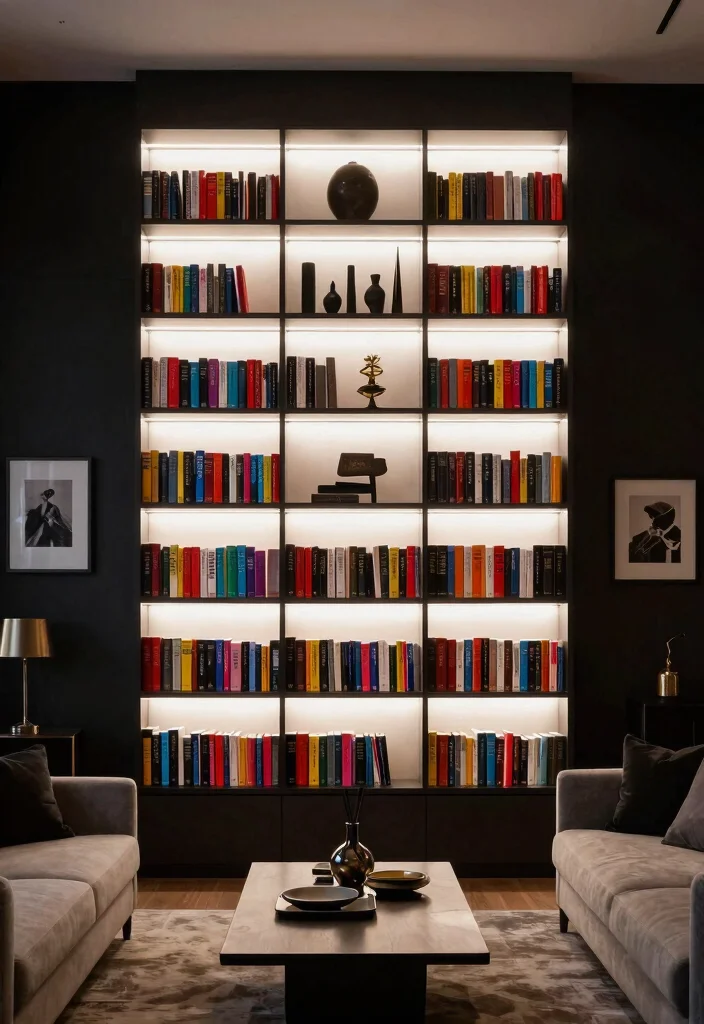 12 Bookshelf With Lights Ideas That Highlight Your Best Books - 2. Backlit Bookshelves for a Dramatic Effect 1