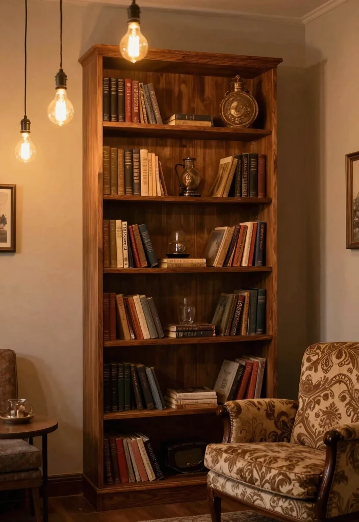 12 Bookshelf With Lights Ideas That Highlight Your Best Books - 6. Vintage-style Bookshelves with Edison Bulbs 1