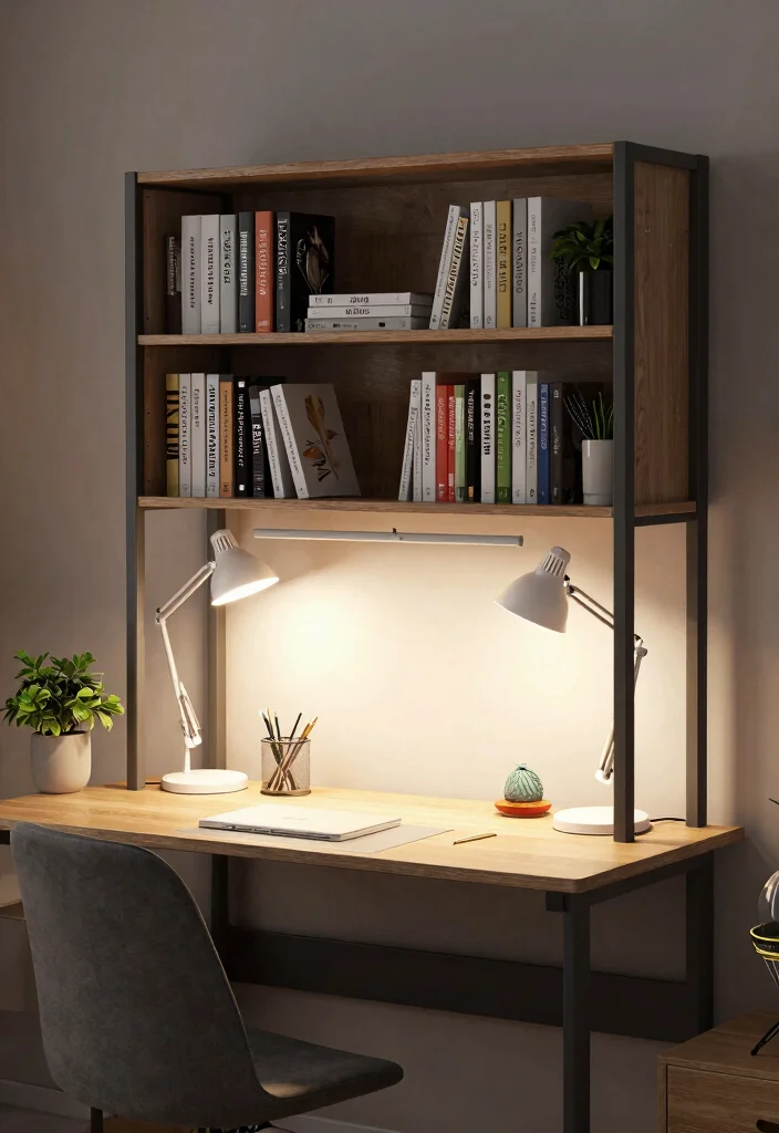 12 Bookshelf With Lights Ideas That Highlight Your Best Books - 9. Bookshelf with Integrated Desk Lighting 1