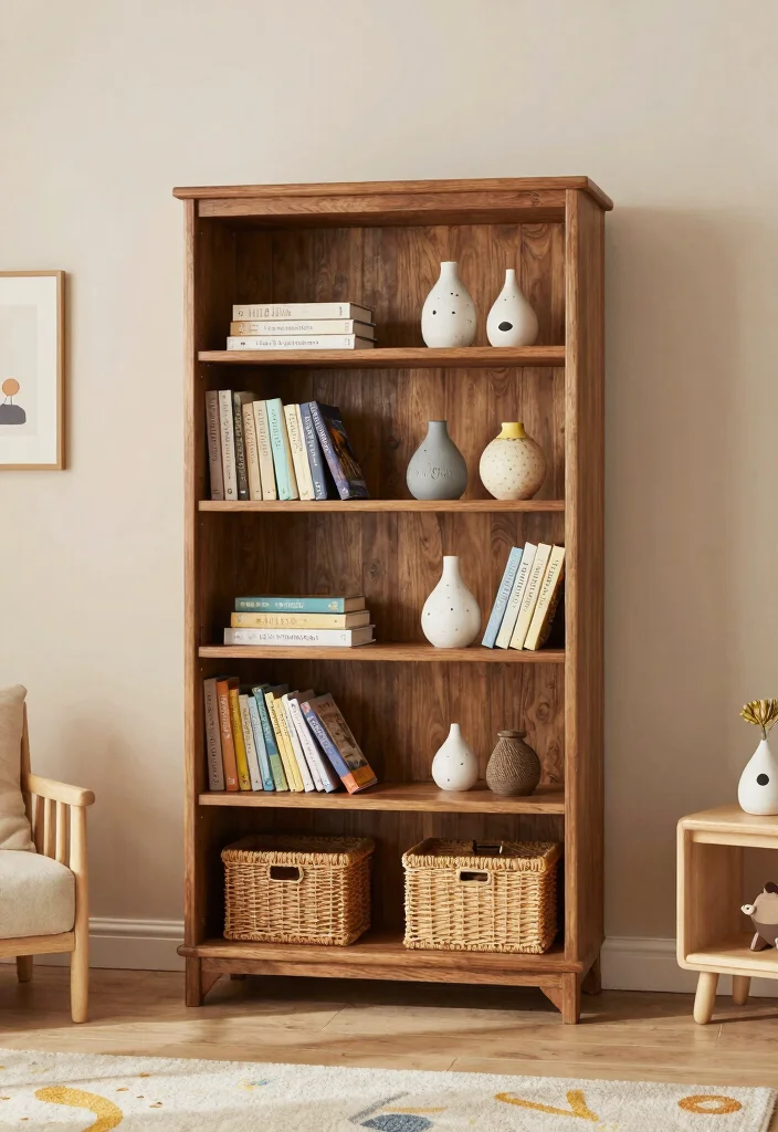 12 Kids Bedroom Bookshelf Ideas That Don't Tip Over - 11. Classic Wooden Bookshelves for Timeless Appeal 1