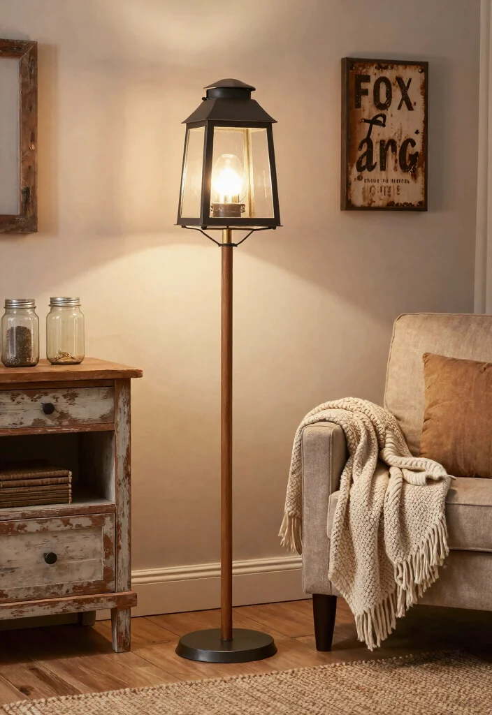 12 Lantern Floor Lamp Ideas That Add Ambiance Without Cords - 6. Rustic Farmhouse Flair 1