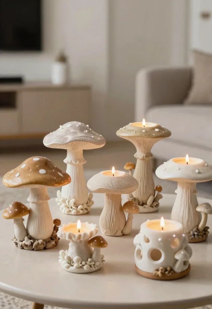 12 Mushroom Candle Holder Ideas That Actually Stay Lit 12 12 Mushroom Candle Holder Ideas That Actually Stay Lit - 12. Artistic Sculptural Mushroom Holders 1