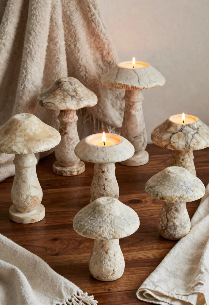 12 Mushroom Candle Holder Ideas That Actually Stay Lit 3 12 Mushroom Candle Holder Ideas That Actually Stay Lit - 3. Stone Carved Mushroom Holders 1