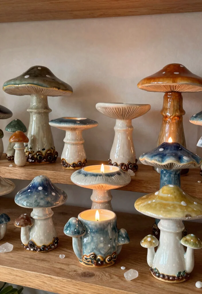12 Mushroom Candle Holder Ideas That Actually Stay Lit 5 12 Mushroom Candle Holder Ideas That Actually Stay Lit - 5. Fungi-Inspired Ceramic Holders 1