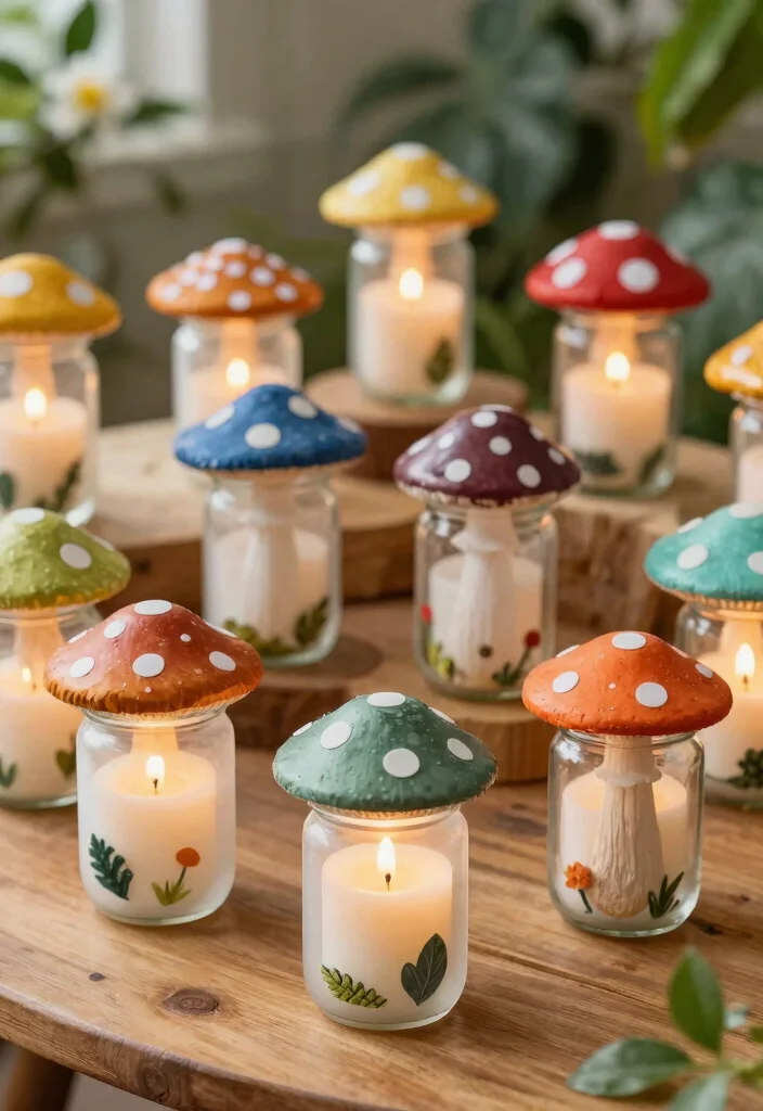 12 Mushroom Candle Holder Ideas That Actually Stay Lit 8 12 Mushroom Candle Holder Ideas That Actually Stay Lit - 8. Upcycled Jar Mushroom Holders 1