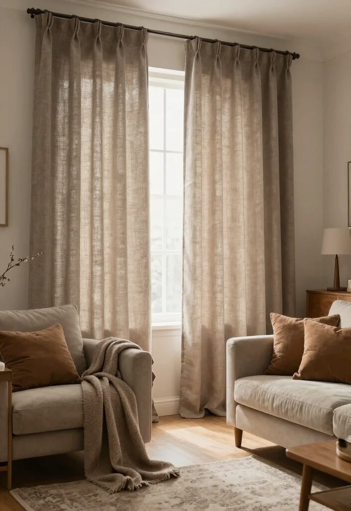 12 Net Curtains for Living Room Privacy Without Blocking Light - 11. Textured Fleece Panels for a Cozy Feel 1