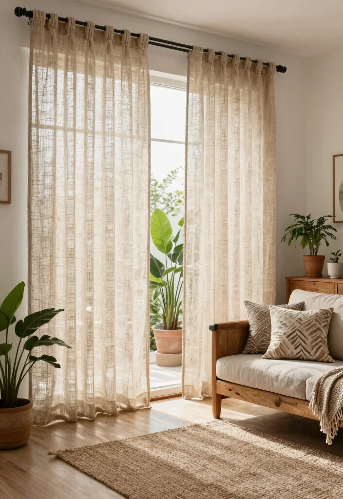 12 Net Curtains for Living Room Privacy Without Blocking Light - 8. Eco-Conscious Hemp Net Curtains 1