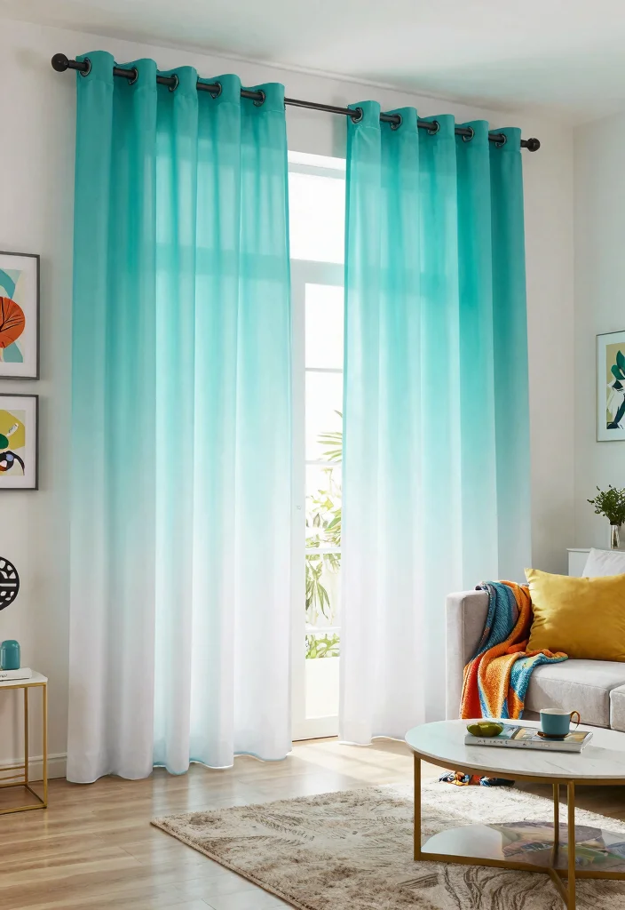 12 Net Curtains for Living Room Privacy Without Blocking Light - 9. Whimsical Ombre Net Curtains 1