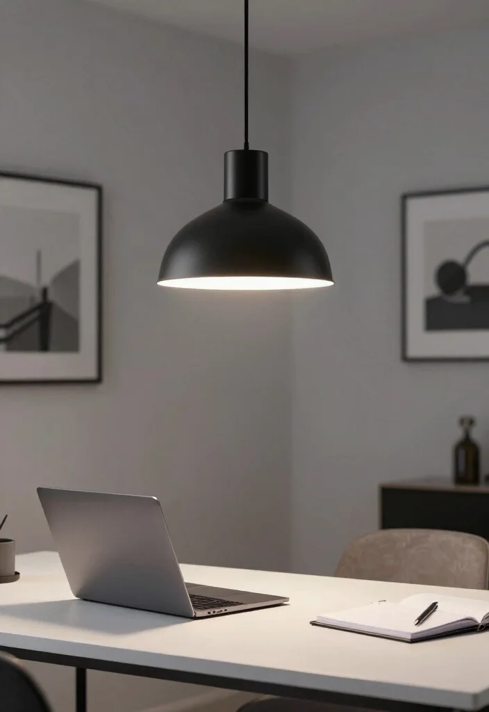 12 Office Pendant Light Suggestions That Reduce Screen Glare - 1. Minimalist Metal Pendant 1