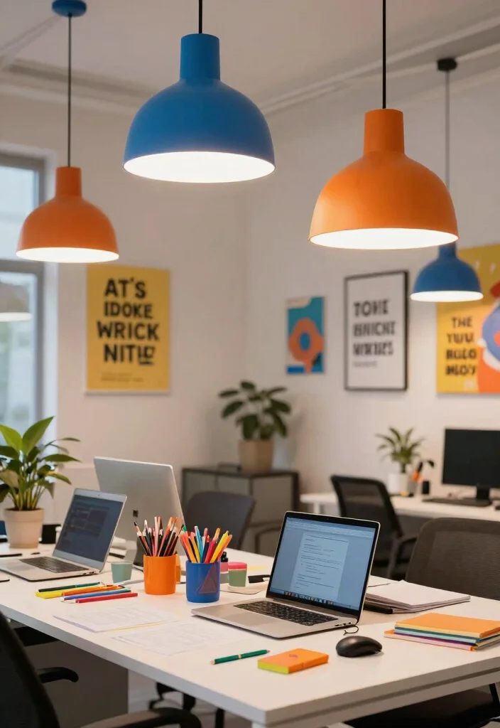 12 Office Pendant Light Suggestions That Reduce Screen Glare - 11. Statement Colorful Pendants 1