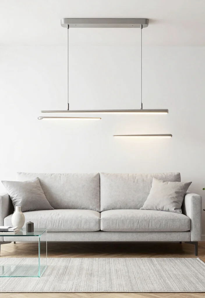 12 Pendant Lamp Living Room Ideas That Work With Low Ceilings - 1. Minimalist Metal Pendants 1