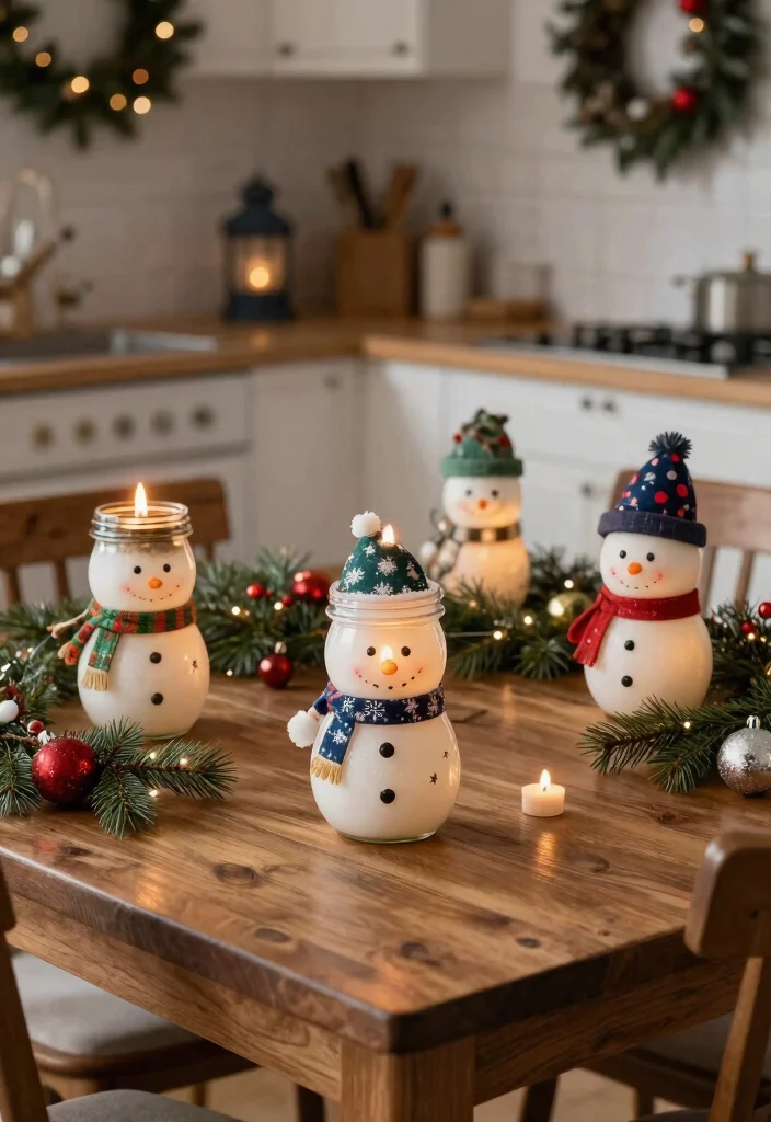 12 Snowman Candle Holder Ideas That Don't Melt or Tip Over 1 12 Snowman Candle Holder Ideas That Don't Melt or Tip Over - 1. Upcycled Jar Snowman Candle Holders 1