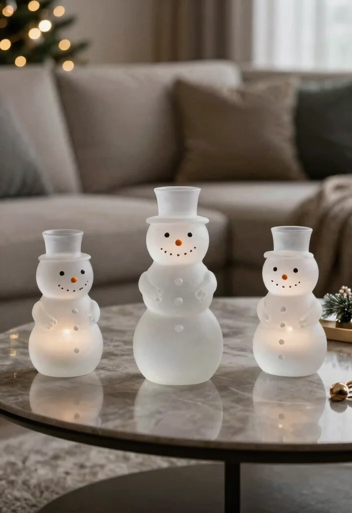 12 Snowman Candle Holder Ideas That Don't Melt or Tip Over 9 12 Snowman Candle Holder Ideas That Don't Melt or Tip Over - 9. Frosted Glass Snowman Holders 1