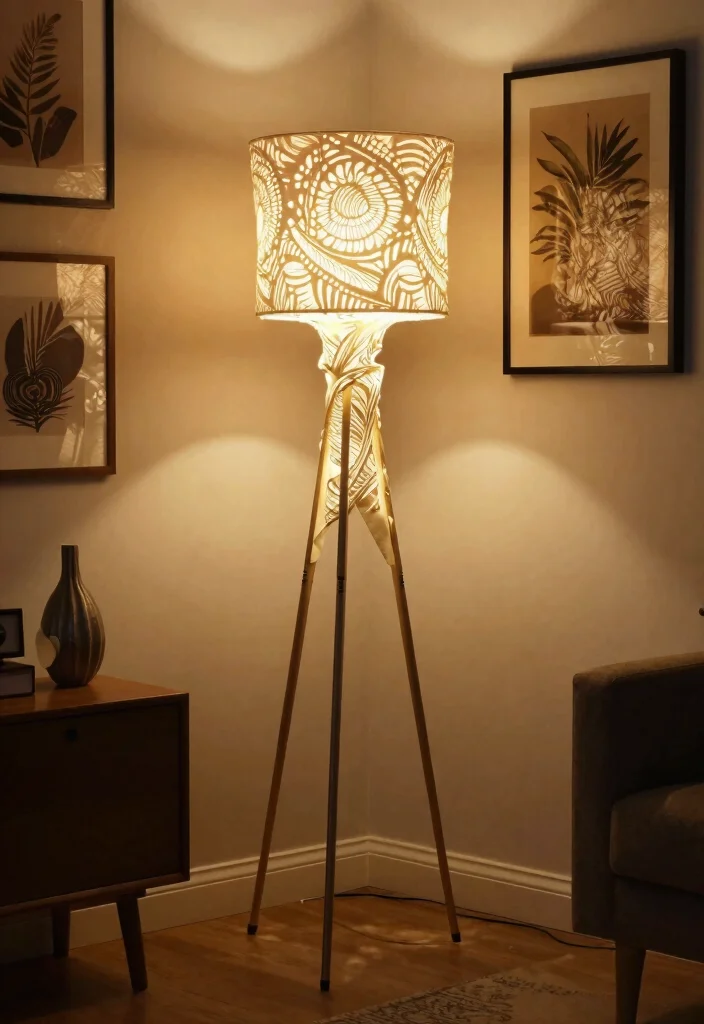 12 Tripod Floor Lamp Ideas That Brighten Dark Corners Stylishly - 12. Illuminated Sculpture Tripod Lamp 1