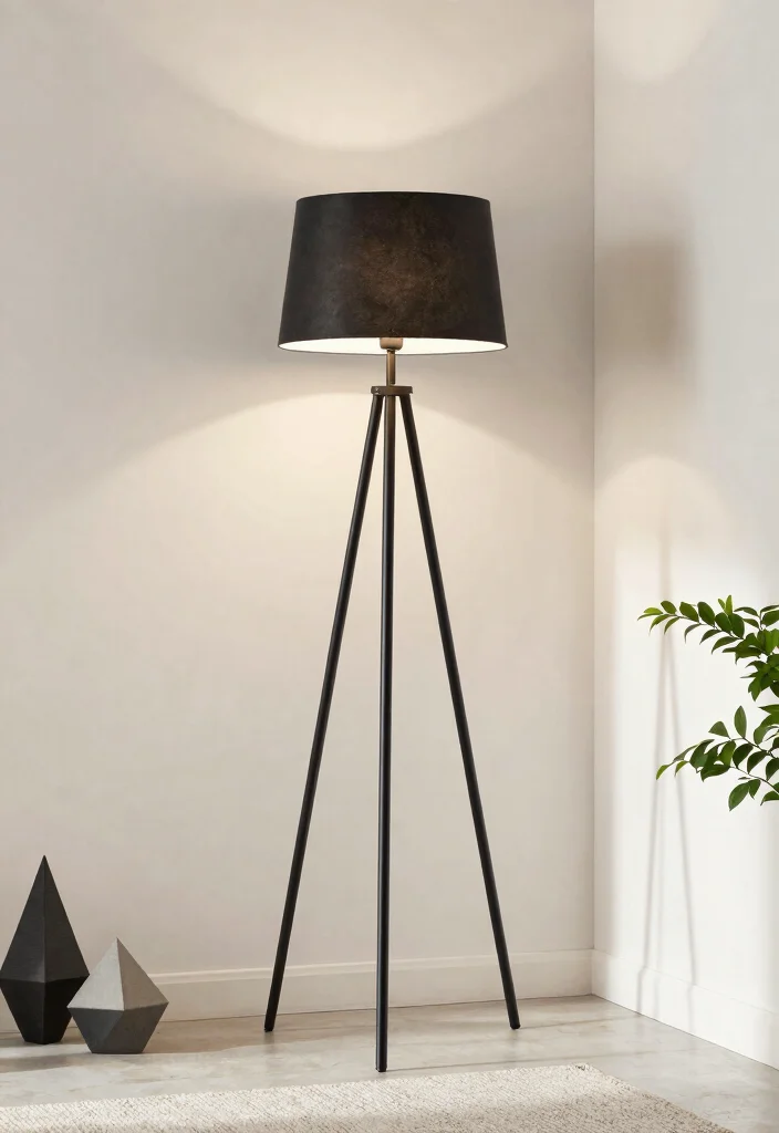 12 Tripod Floor Lamp Ideas That Brighten Dark Corners Stylishly - 2. Minimalist Metal Tripod Lamp 1