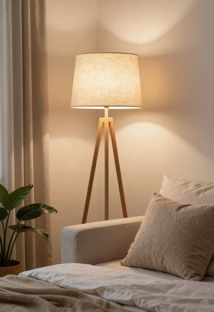 12 Tripod Floor Lamp Ideas That Brighten Dark Corners Stylishly - 5. Stylish Fabric Shade Tripod Lamp 1