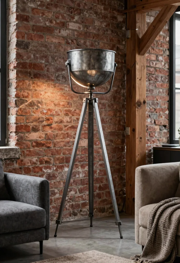 12 Tripod Floor Lamp Ideas That Brighten Dark Corners Stylishly - 7. Industrial-Style Tripod Lamp 1