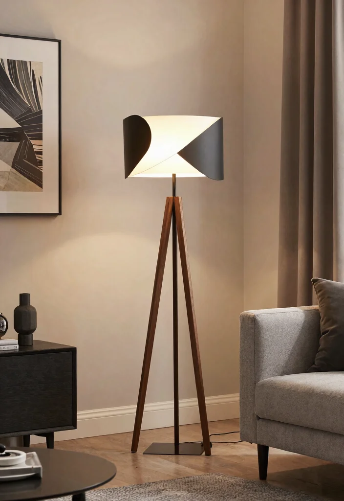 12 Tripod Floor Lamp Ideas That Brighten Dark Corners Stylishly - 9. Unique Geometric Tripod Lamp 1