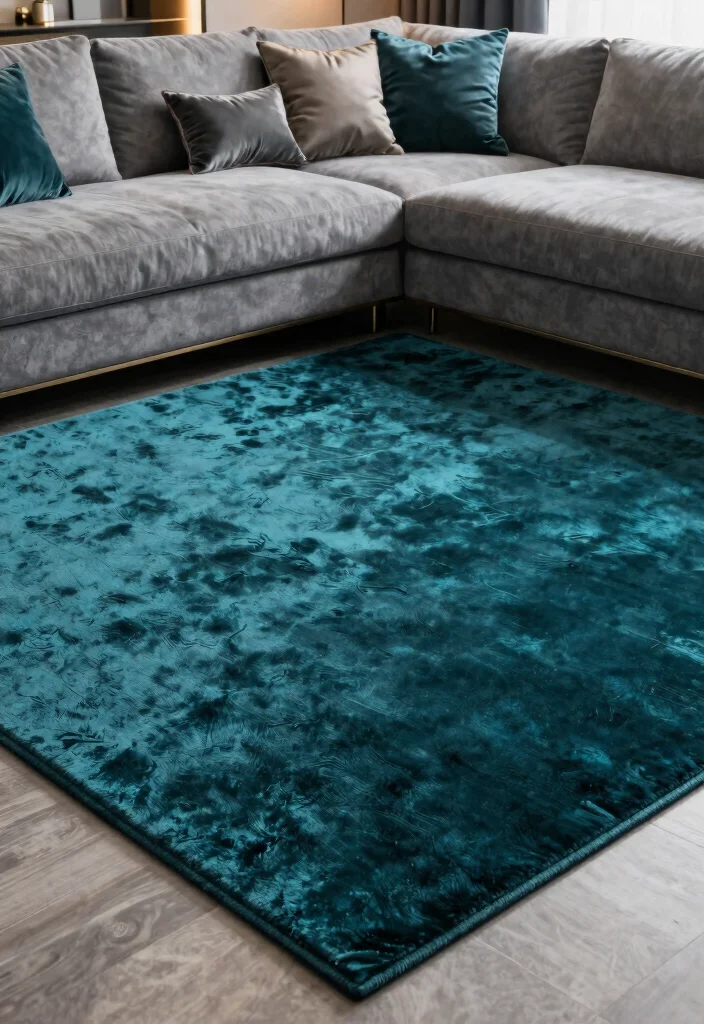 14 Area Rug for Grey Couch Picks That Add Warmth Without Clashing 13 14 Area Rug for Grey Couch Picks That Add Warmth Without Clashing - 13. Elegant Velvet Rug 1