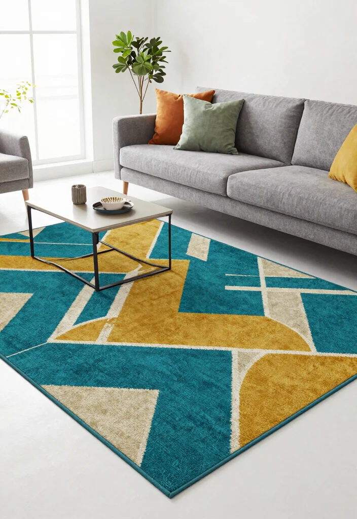 14 Area Rug for Grey Couch Picks That Add Warmth Without Clashing 3 14 Area Rug for Grey Couch Picks That Add Warmth Without Clashing - 3. Geometric Patterned Rug 1