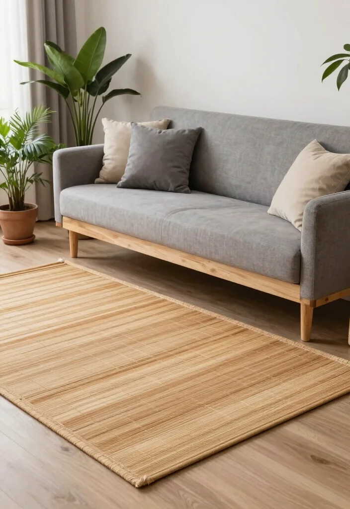14 Area Rug for Grey Couch Picks That Add Warmth Without Clashing 7 14 Area Rug for Grey Couch Picks That Add Warmth Without Clashing - 7. Eco-Friendly Bamboo Rug 1