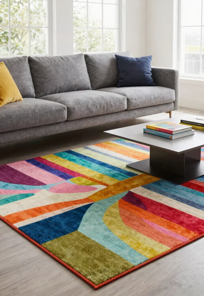 14 Area Rug for Grey Couch Picks That Add Warmth Without Clashing 8 14 Area Rug for Grey Couch Picks That Add Warmth Without Clashing - 8. Colorful Abstract Area Rug 1