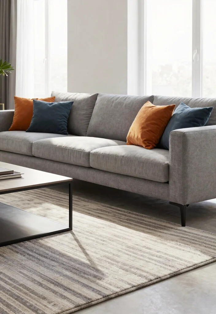 14 Area Rug for Grey Couch Picks That Add Warmth Without Clashing 9 14 Area Rug for Grey Couch Picks That Add Warmth Without Clashing - 9. Subtle Striped Area Rug 1