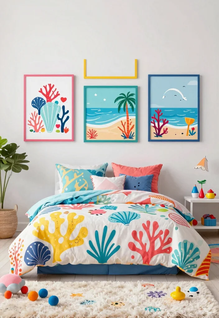 14 Beach Prints Wall Art Ideas That Feel Coastal Without the Cliches 10 14 Beach Prints Wall Art Ideas That Feel Coastal Without the Cliches - 10. Whimsical Coral and Shell Designs 1
