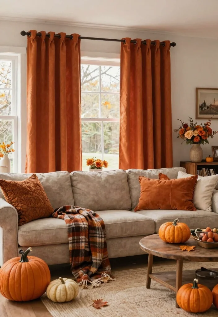 14 Burnt Orange Curtains That Warm Up Neutral Rooms Instantly 14 14 Burnt Orange Curtains That Warm Up Neutral Rooms Instantly - 14. Seasonal Transformations 1