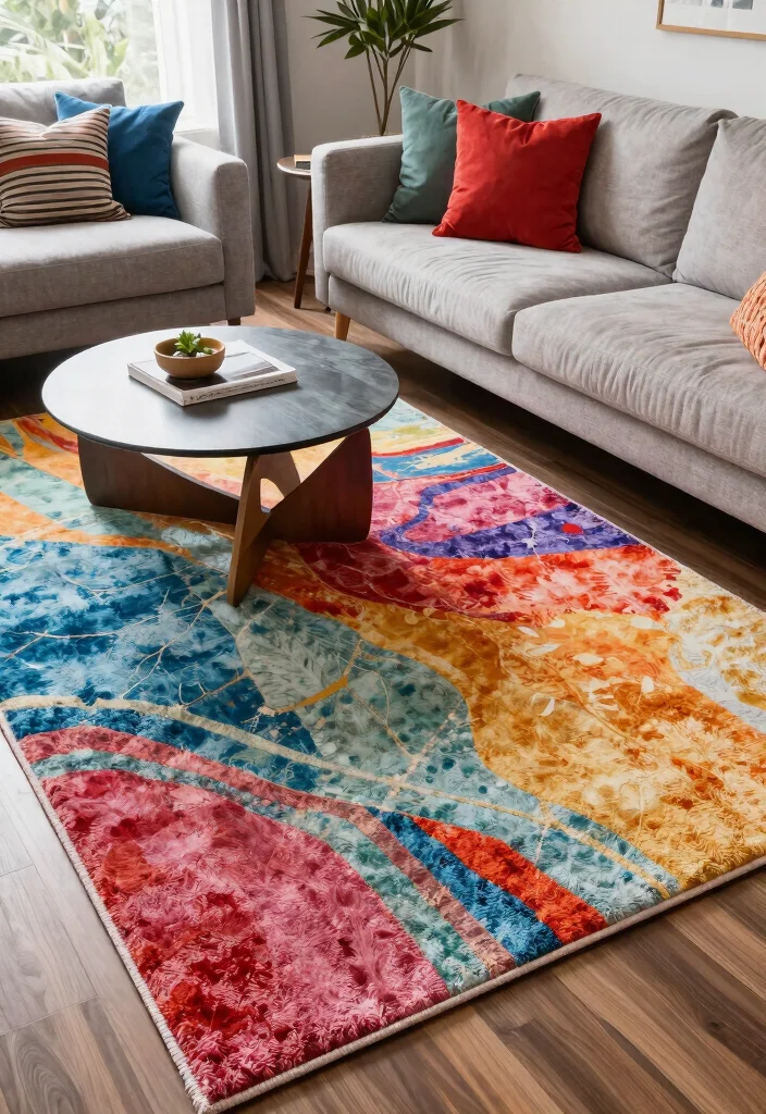 14 Carpet Ideas Living Room Modern Spaces That Hide Stains and Wear - 14. Custom-Dyed Area Rugs 1