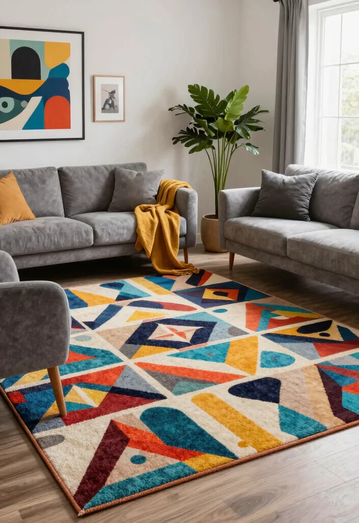 14 Carpet Ideas Living Room Modern Spaces That Hide Stains and Wear - 2. Striking Patterned Carpets 1