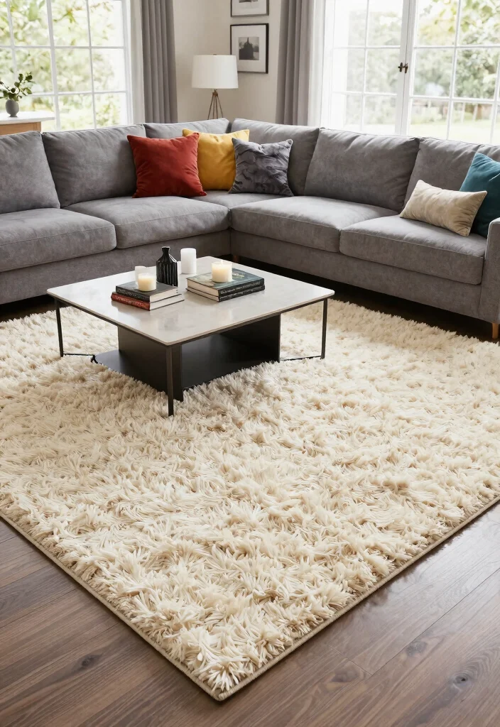 14 Carpet Ideas Living Room Modern Spaces That Hide Stains and Wear - 8. Plush Shag Rugs 1