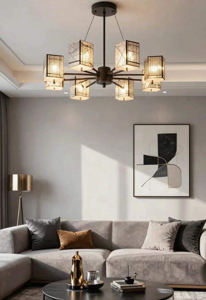 14 Chandelier Lamp Shades That Update an Old Fixture on a Budget - 7. Geometric Pattern Shades 1