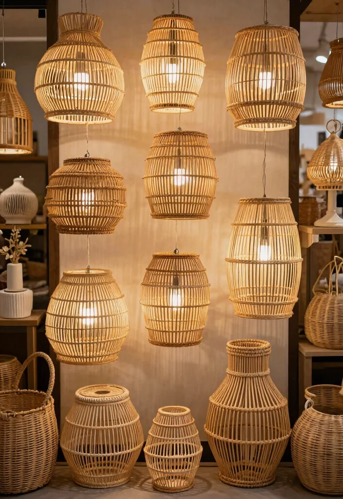 14 Rattan Lamp Shade Ideas That Add Warmth to Cool Rooms 10 14 Rattan Lamp Shade Ideas That Add Warmth to Cool Rooms - 10. Rattan Shade Variations 1