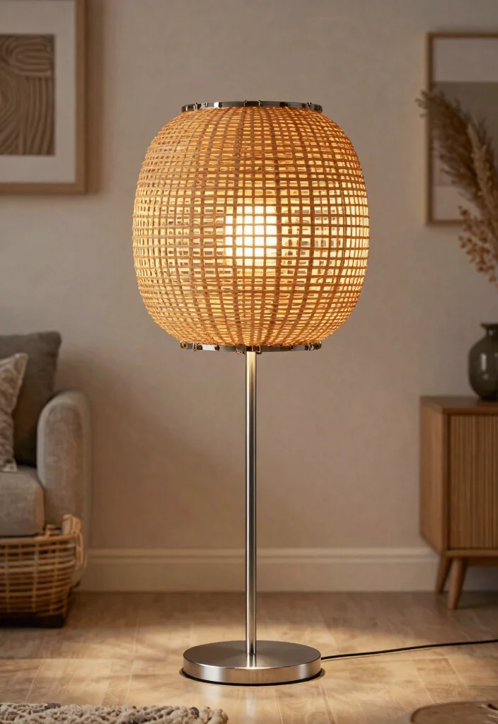 14 Rattan Lamp Shade Ideas That Add Warmth to Cool Rooms 11 14 Rattan Lamp Shade Ideas That Add Warmth to Cool Rooms - 11. Mixing Rattan with Other Materials 1