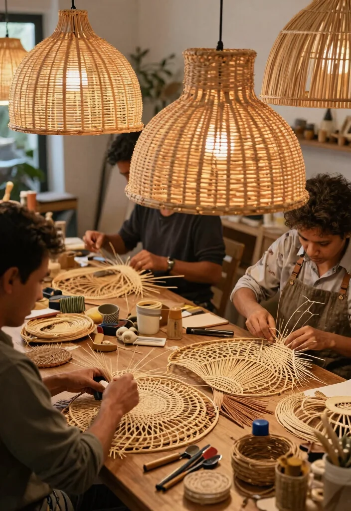 14 Rattan Lamp Shade Ideas That Add Warmth to Cool Rooms 13 14 Rattan Lamp Shade Ideas That Add Warmth to Cool Rooms - 13. Custom Rattan Shades 1