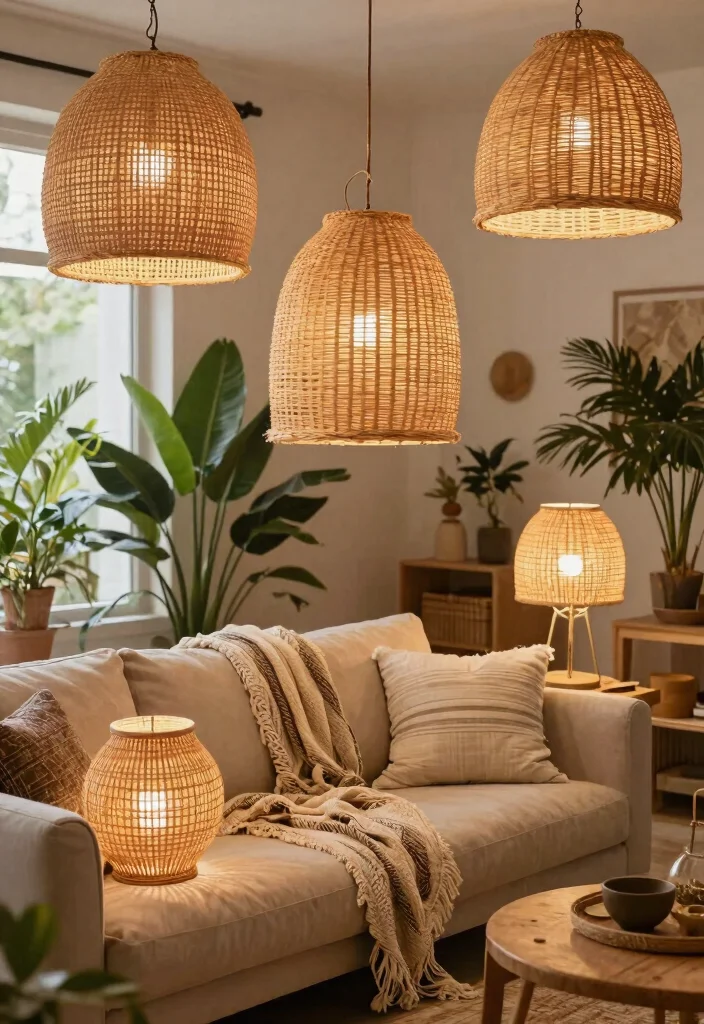 14 Rattan Lamp Shade Ideas That Add Warmth to Cool Rooms 14 14 Rattan Lamp Shade Ideas That Add Warmth to Cool Rooms - 14. Refreshing Your Space with Rattan 1