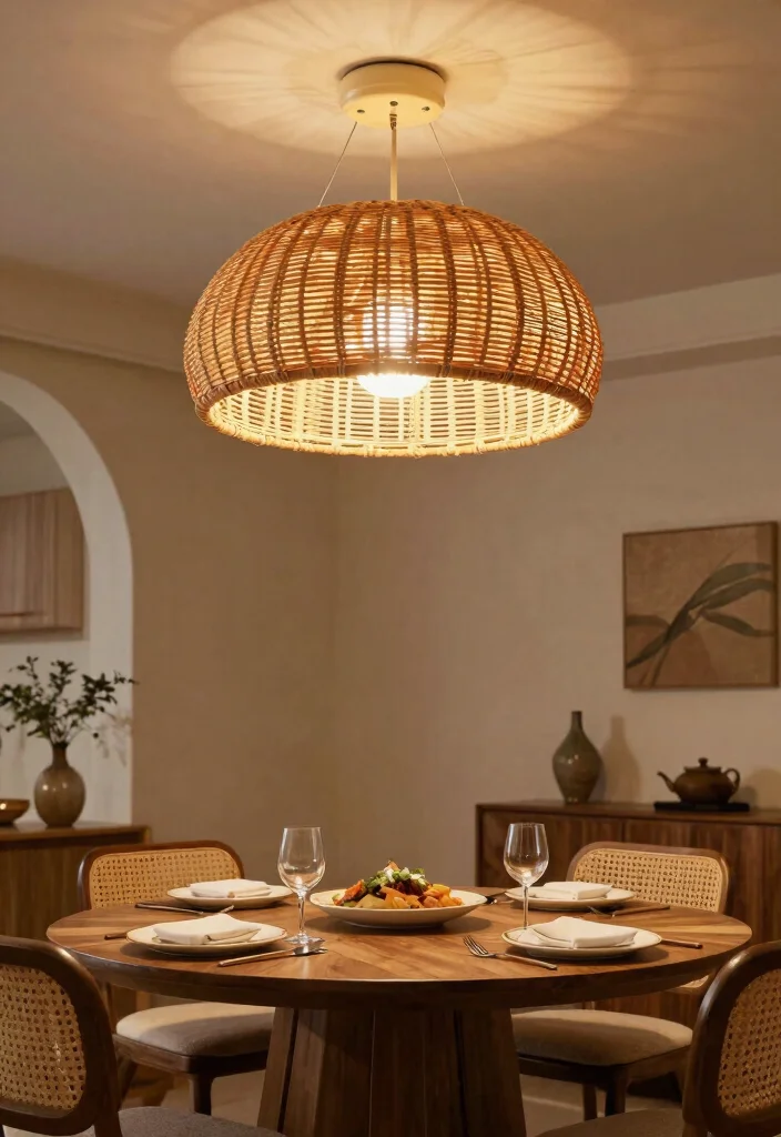 14 Rattan Lamp Shade Ideas That Add Warmth to Cool Rooms 5 14 Rattan Lamp Shade Ideas That Add Warmth to Cool Rooms - 5. Rattan Shade Ceiling Fixtures 1