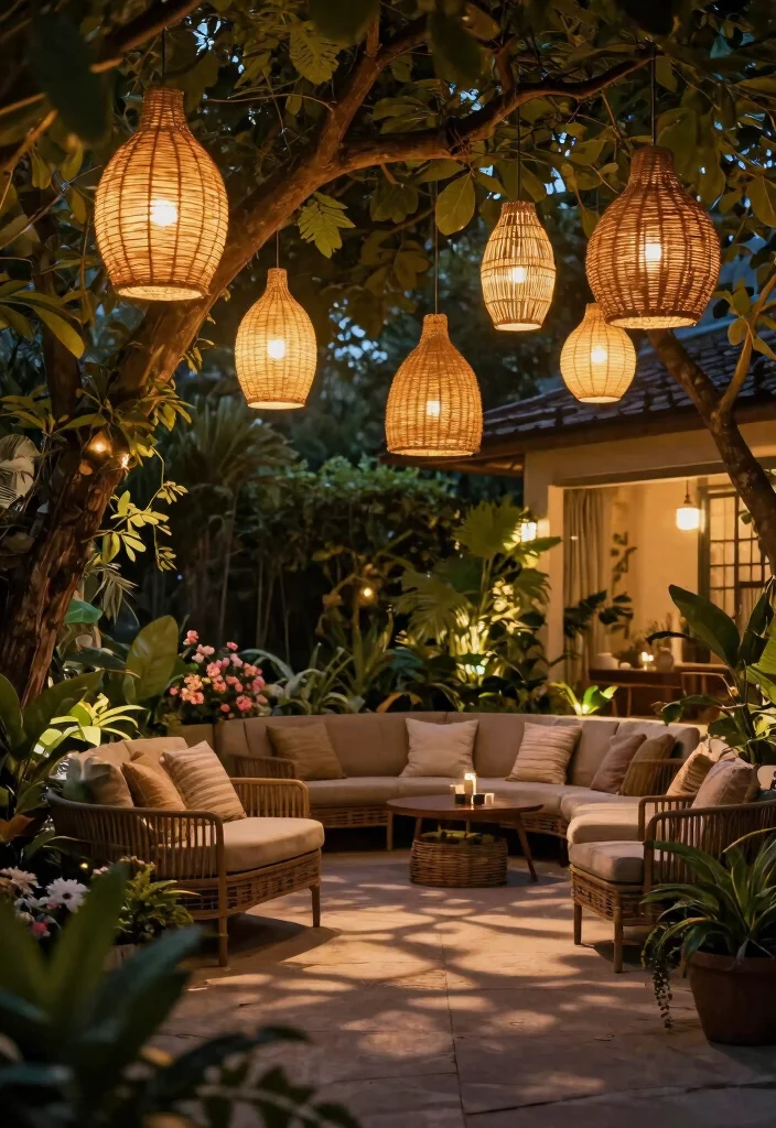 14 Rattan Lamp Shade Ideas That Add Warmth to Cool Rooms 9 14 Rattan Lamp Shade Ideas That Add Warmth to Cool Rooms - 9. Rattan Light Fixtures for Outdoor Spaces 1