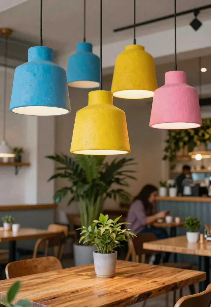 15 Cement Pendant Light Ideas for Industrial Style on a Budget 6 15 Cement Pendant Light Ideas for Industrial Style on a Budget - 6. Colorful Cement Pendant Lights 1