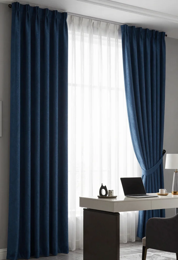 15 Home Office Curtains That Block Glare Without Killing Natural Light 15 15 Home Office Curtains That Block Glare Without Killing Natural Light - 15. Layered Curtains 1