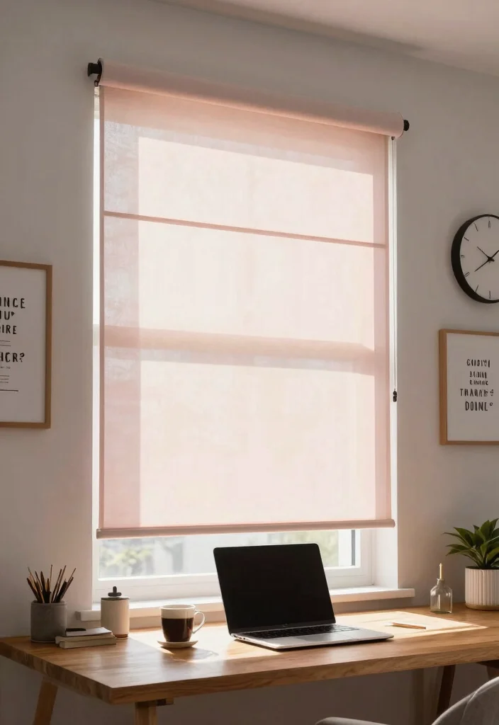 15 Home Office Curtains That Block Glare Without Killing Natural Light 4 15 Home Office Curtains That Block Glare Without Killing Natural Light - 4. Light-filtering Roller Shades 1