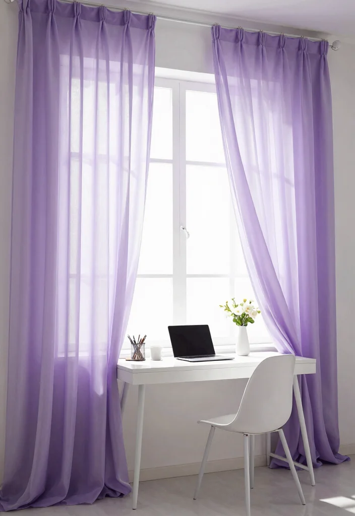 15 Home Office Curtains That Block Glare Without Killing Natural Light 7 15 Home Office Curtains That Block Glare Without Killing Natural Light - 7. Sheer Voile Curtains 1