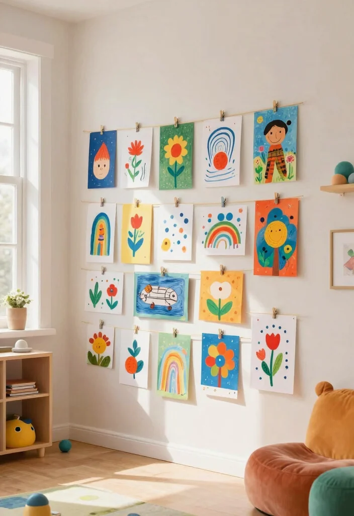 15 IKEA Wall Decor Ideas That Look Custom and High-End 14 15 IKEA Wall Decor Ideas That Look Custom and High-End - 14. Use Clips to Display Kids’ Art 1