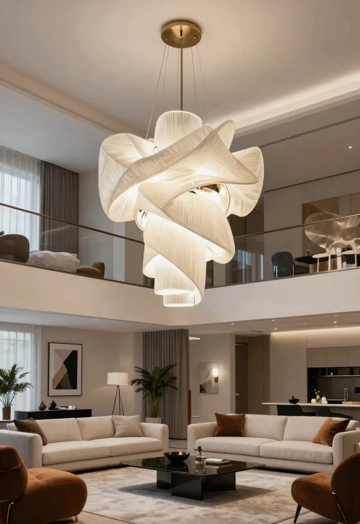 15 Modern Hanging Lamp Ideas for High Ceilings and Open Spaces 14 15 Modern Hanging Lamp Ideas for High Ceilings and Open Spaces - 14. Oversized Sculptural Lights 1